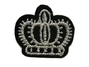Black and Silver Royal King Queen Crown Embroidered Iron On Patch 1.25 Inch - Picture 1 of 1