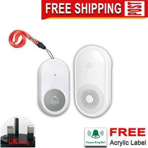 Cordless Caregiver pager,SOS Call bell Button For Elderly,White,Waterproof - Picture 1 of 8