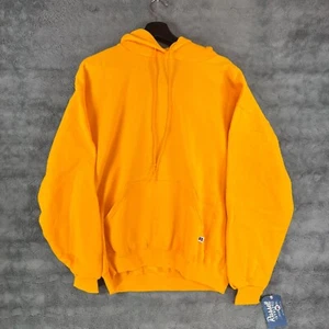 Y2K Russell Athletic Blank Hoodie Mens Large Yellow Made In Mexico - Picture 1 of 7