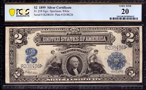 1899 $2 SILVER CERTIFICATE MINI PORTHOLE FR.258 SPEELMAN WHITE PCGS B VF 20 - Picture 1 of 4