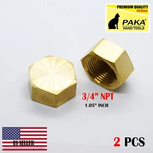2 x BRASS END CAP 3/4 3/4” FEMALE NPT PIPE FITTING AIR FUEL WATER - Picture 1 of 2