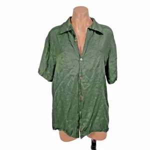 Vintage Silk Club Men’s Large Short Sleeve Button Up Shirt 100% Silk 90s Shiny - Imagen 1 de 9