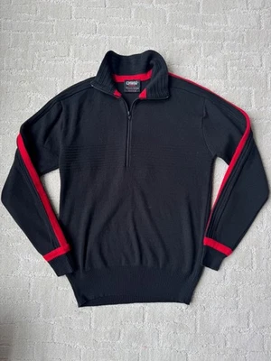VTG OSSI Skiwear Wool Blend 1/2 Zip Sweater Turtleneck Mens Size XL Black Red - Image 1 of 4