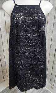 Torrid 1 Black Crochet Lace Halter Swim Cover Up Tunic Dress Plus Size - Picture 1 of 9