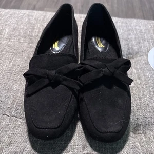 Haband Damen 7,5 M Pilze SCHWARZ Top Schleife Kunst-Wildleder Slipper Halbschuhe Schuh 7 - Bild 1 von 11