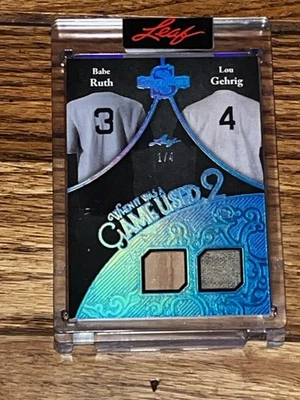 2025 LEAF SPECTACULAR BABE RUTH/LOU GEHRIG DUAL GU #RD 1/4 YANKEES HOF - Image 1 of 4
