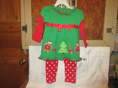 NUEVO CON ETIQUETAS 2 piezas Vestido de Navidad Good Lad manga larga para niña pequeña con leggings talla 2T Foto 1 de 4