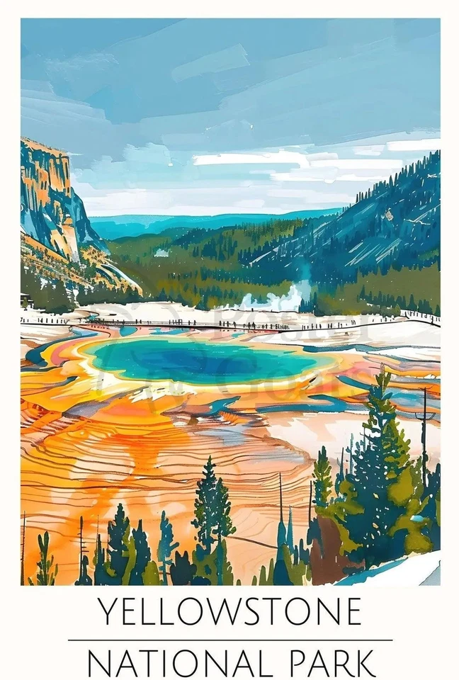 Póster del Parque Nacional Yellowstone Grand Prismatic Spring Foto 1 de 1