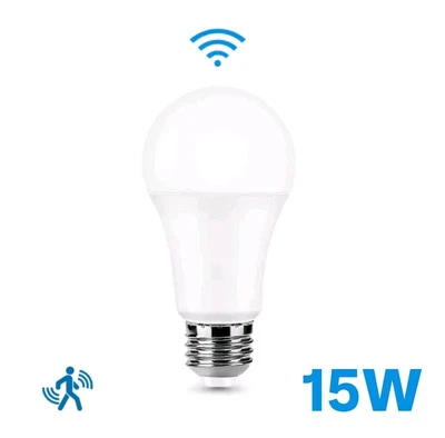 LAMPADA E27 LAMPADINA LED 15W Luce FREDDA CON SENSORE CREPUSCOLARE DI MOVIMENTO  - Immagine 1 di 2