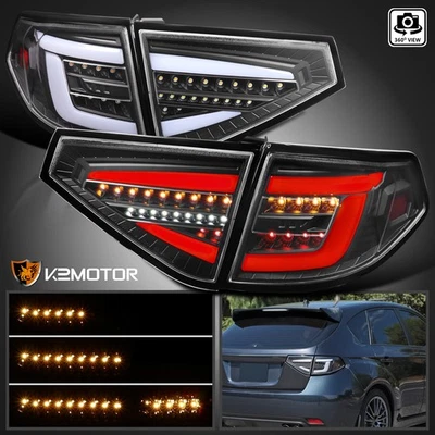 For Black 2008-2014 Subaru Impreza WRX Hatchback LED Sequential Tube Tail Lights Foto 1 de 4