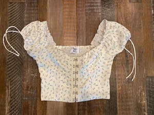 Princess Polly Allyson Corset Top Puff Sleeve Yellow Floral Size US 4 - Picture 1 of 6
