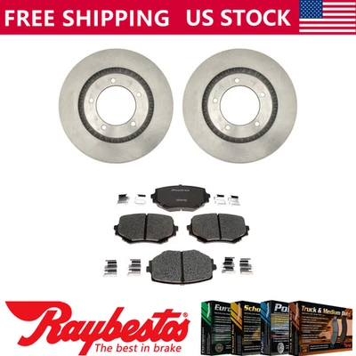 Front Kit Brake Rotors + Ceramic Pads Hardware For 1999-2005 Suzuki Grand Vitara - Image 1 of 4