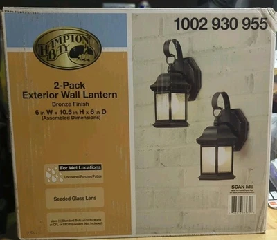 Hampton Bay Exterior Wall Lantern Bronze Finish 2-pack - Image 1 of 2