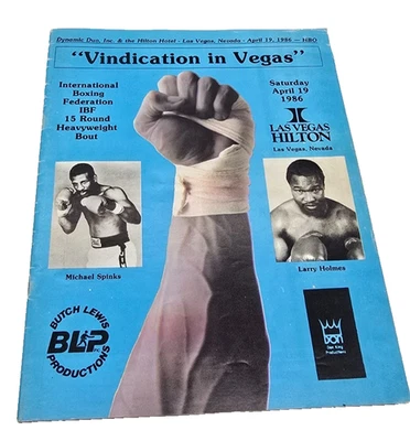 Larry Holmes vs Michael Spinks - Vintage Official Boxing Program  April 1986 - Image 1 of 3