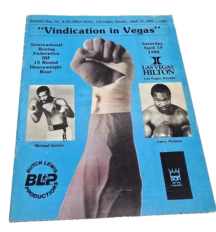Larry Holmes vs Michael Spinks - Vintage Official Boxing Program  April 1986 - Image 1 of 3