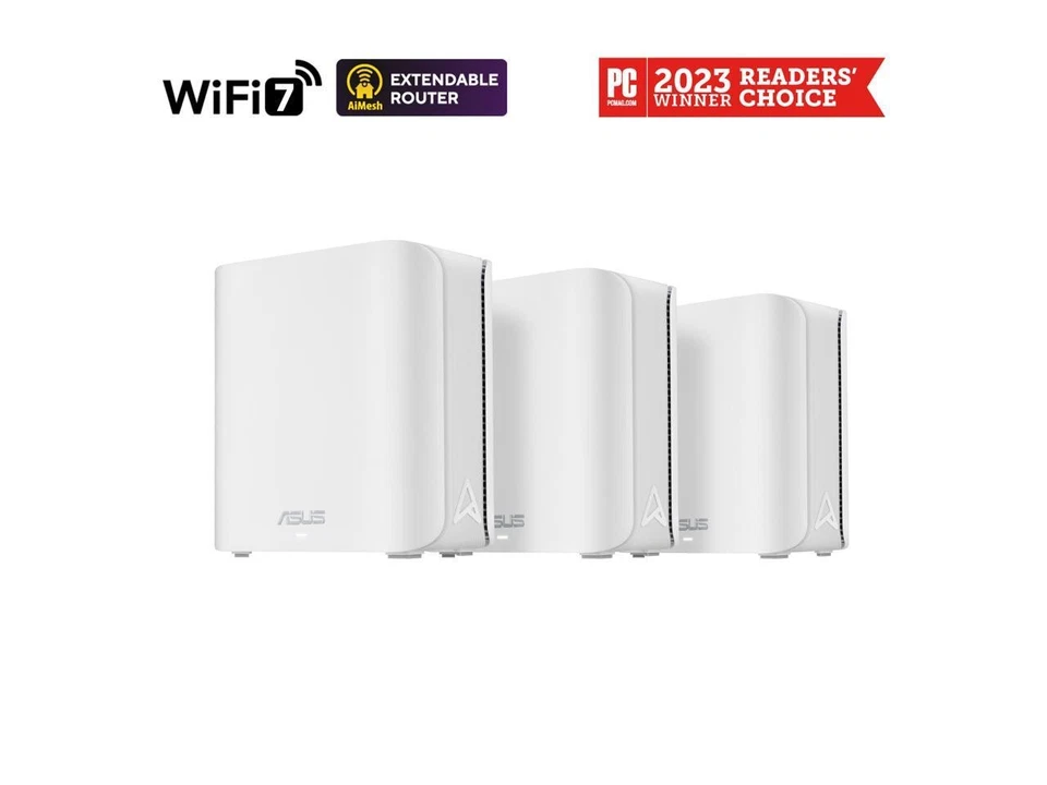 ASUS ZenWiFi BD4 (3-Pack) Dual-Band WiFi 7 Mesh, 3600 Mbps, 6500 sq.ft, Dual - Image 1 of 4