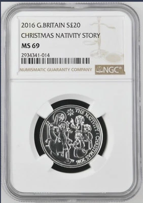 2016 Great Britain Silver £20 Christmas Nativity Story NGC MS69 - Image 1 of 3