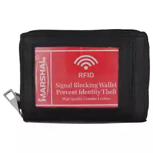 Cartera de cuero genuino para identificación de tarjeta de crédito para hombres con bolsillo bloqueo RFID - Imagen 1 de 24