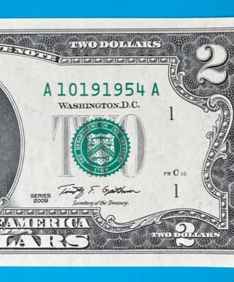 October 19, 1954 : A 10191954 A BIRTHDAY Note $2 Two Dollar Bill *UNC* - Image 1 of 3