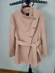 New Jessica Simpson Wool Trench Coat Waffle (Woven) Structure Size Small - Picture 1 of 6