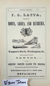 1871 RARO ANUNCIO Newton Directorio MA. Botas J.G.Latta zapatos NEWTON DIARIO - Imagen 1 de 2