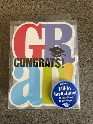 Grad Postcard Graduation Party Invitations, 6”x 5” 48 Invitations- 47 Envelopes - Image 1 of 2