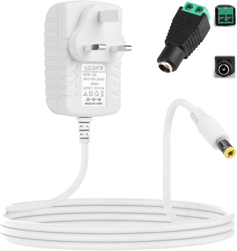 12V 2A LED Strips Power Supply 24W, AC to DC 5.5mm x 2.1mm Converter Adapter, p8 - Image 1 of 1