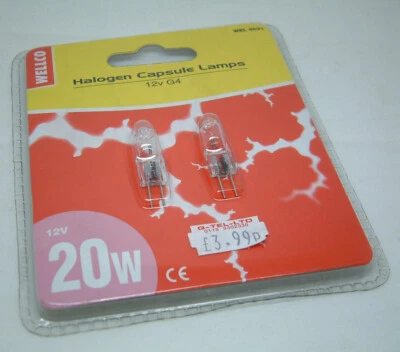 2 X Halogen 12v G4 Bulb Capsule Lamps 20W 12v G4 Lamp Light by WELLCO - Image 1 of 3
