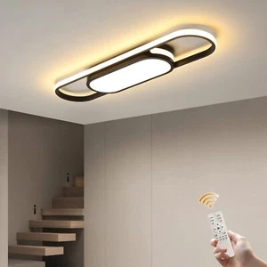 Dimmable Modern Ceiling Lamp LED Acrylic Linear Ceiling Light w/ Remote Bedroom - Picture 1 of 7