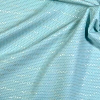 Tiny Metallic Silver Triangles on Patterned Ice Blue, Kaufman Cotton, Per 1/2 Yd - Image 1 of 4