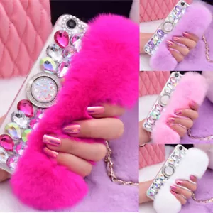 Luxury Bling Rhinestone Diamond Fur Case w/Ring for Samsung S23 S22 S21 S20 10 9 - Picture 1 of 20