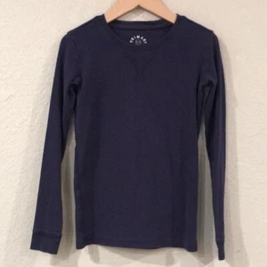 Primary Boys 8/9 Pajama Shirt Navy Blue ORGANIC Long Sleeve 100% Cotton Unisex - Picture 1 of 7