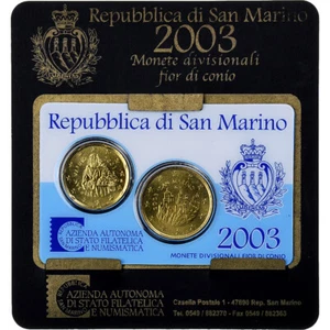 [#1277091] San Marino, 20c. + 50c., Coin card.FDC, 2003, Rome, Nordic gold, MS - Picture 1 of 2
