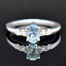 Vintage 18CT White Gold Aquamarine & Diamond Engagement Ring