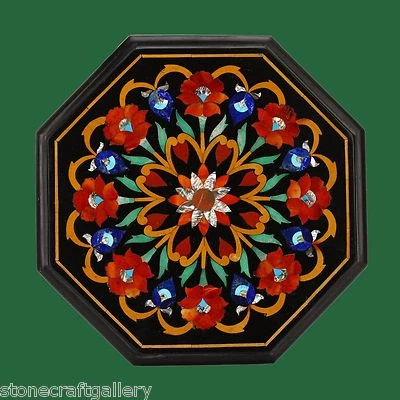 12" Marble Side End Table Top Inlay Handmade Work For Home Decor - Image 1 of 4