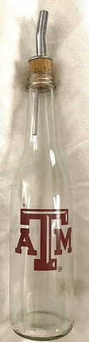 Texas A&M Aggies Glass & Metal Oil & Vinegar Bottle NCAA  12” Cork Cover