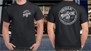 POWERED BY MOONSHINE T-SHIRT T SHIRT CLOTHING 100% COTTON RAT ROD HOT ROD RETRO - Picture 1 of 8