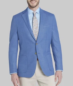 40L Jos A Bank Slim-Fit Sportcoat Jacket Blazer Blue Check E04543 17AK - Picture 1 of 8