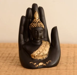 Goldene handgefertigte Palme Buddha Polyresin Prunkstück (12,5 cm x 7,5 cm x 17,5 cm, - Bild 1 von 6