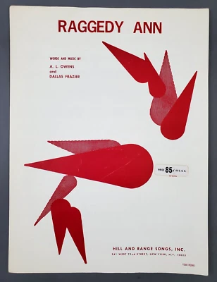 Raggedy Ann AL Owens Dallas Frazier 1968 Vintage Sheet Music Piano Vocal Folk - Image 1 of 3