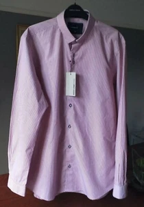 Remus Uomo Rome Orlando Tapered Red White Striped Slim Fit Shirt Size L - Picture 1 of 8