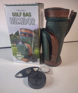 Travel Golf Bag Humidor for 8 cigars, humidifier and guillotine cutter NEW! - Picture 1 of 5