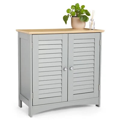 Bathroom Storage Cabinet | Grey Bathroom Cupboard with 2 Shelves | VonHaus - Image 1 of 4
