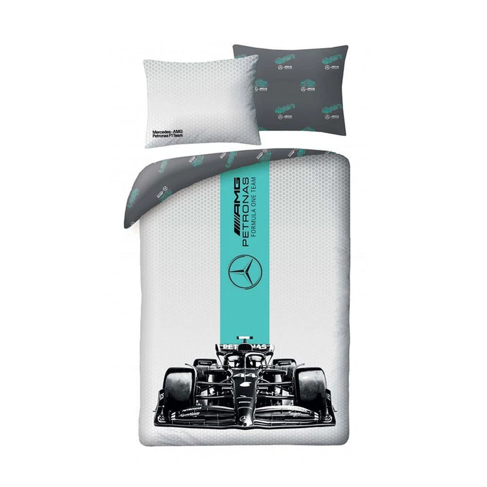 Formule F1 Housse Couette Simple Set Mercedes-Benz Voiture Course 100% Coton Ue - Photo 1/1