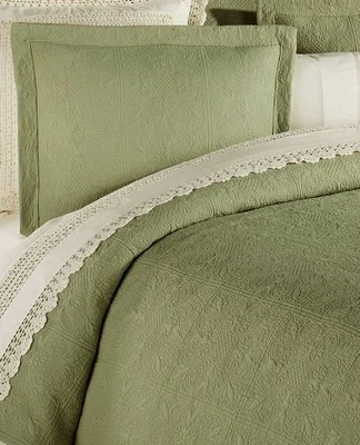 SAGE GREEN Twin, Full Queen, King QUILT or Sham - 100% COTTON MATELASSE COVERLET - Image 1 of 3