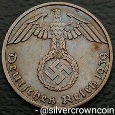 Germany 3d Reich 1 Reichspfennig 1939 F. KM#89. 1 Pfennig coin. Stuttgart mt WW2