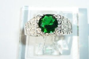 8mm Round Green Topaz (coated) USA Made Sterling Ring  sz 10.75