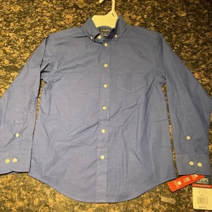 NWT Chaps Boy’s Blue Button Blue Down Shirt Long Sleeve Size 8 - Picture 1 of 4