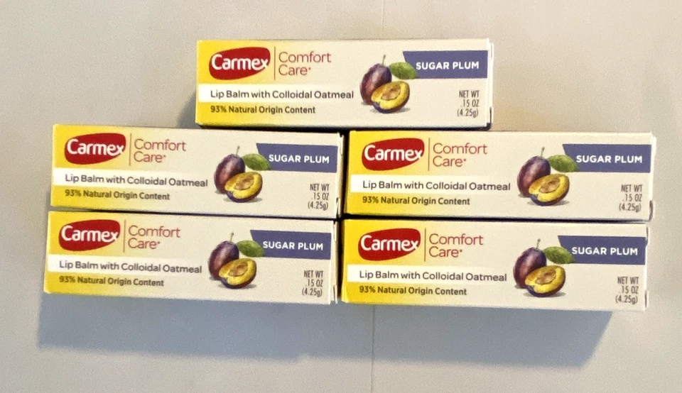 2x Carmex Comfort Care Sugar Plum Lip Balm Colloidal Oatmeal