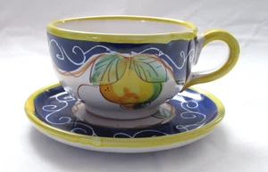 Emporio Della Cerámica Positano ITALIA Grafito Limón Juego de Taza y Platillo - Imagen 1 de 8
